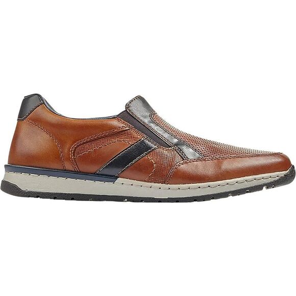 Rieker B5160-25 Casual Slip on Leather Shoes Brown Combination Men's Size US 9 - Picture 3 of 6